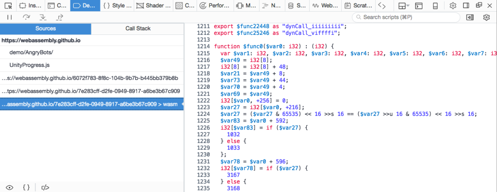 Resaltado de WebAssembly en las herramientas de desarrollo de Firefox
